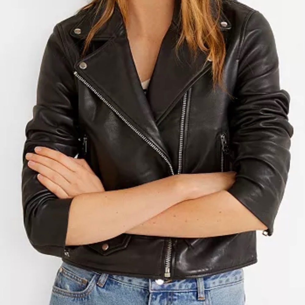 Mango - Leather Biker Jacket